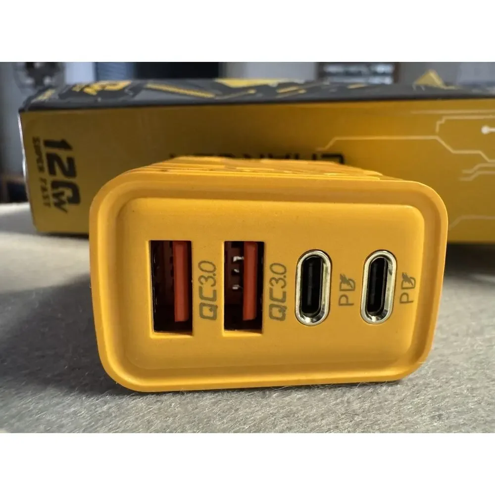 120W GaN 4-Port Wall Charger + 4-in-1 Fast Charge Cable, USB-C PD & USB-A QC